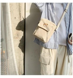 Cute Kawaii Corduroy Bear Off Shoulder Aesthetic Crossbody Bag for Women Girls White $12.53 Shoulder Bags