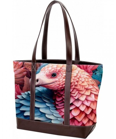 Pangolins Canvas Leather Mix Handbag - 13.3x4.7x12.2 in - Stylish and Durable Women's Satchel Bag $20.21 Satchels