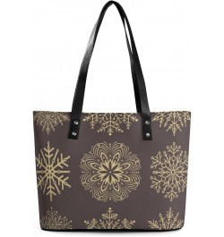 Womens Handbag Snowflakes Leather Tote Bag Top Handle Satchel Bags For Lady $17.15 Totes