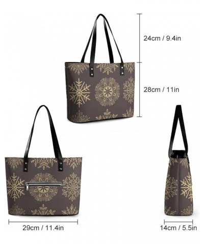 Womens Handbag Snowflakes Leather Tote Bag Top Handle Satchel Bags For Lady $17.15 Totes