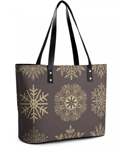 Womens Handbag Snowflakes Leather Tote Bag Top Handle Satchel Bags For Lady $17.15 Totes