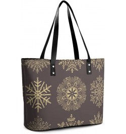 Womens Handbag Snowflakes Leather Tote Bag Top Handle Satchel Bags For Lady $17.15 Totes