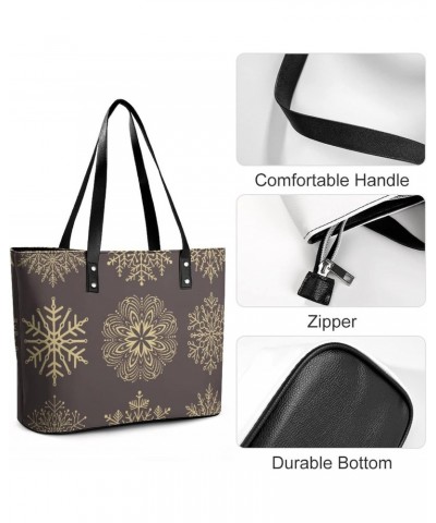 Womens Handbag Snowflakes Leather Tote Bag Top Handle Satchel Bags For Lady $17.15 Totes