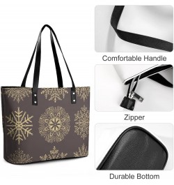 Womens Handbag Snowflakes Leather Tote Bag Top Handle Satchel Bags For Lady $17.15 Totes