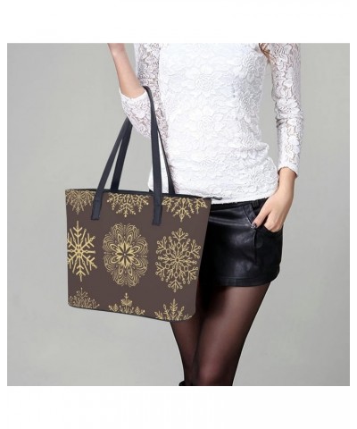 Womens Handbag Snowflakes Leather Tote Bag Top Handle Satchel Bags For Lady $17.15 Totes