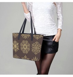 Womens Handbag Snowflakes Leather Tote Bag Top Handle Satchel Bags For Lady $17.15 Totes