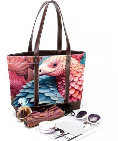 Pangolins Canvas Leather Mix Handbag - 13.3x4.7x12.2 in - Stylish and Durable Women's Satchel Bag $20.21 Satchels