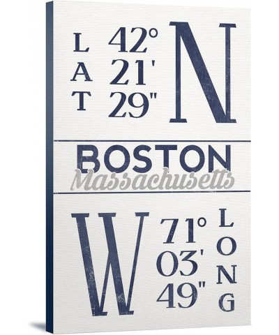 Boston, Massachusetts, Latitude and Longitude (Blue), (24x36 Wrapped Canvas, Wall Decor, Artwork) 16x24 Stretched Canvas $36....