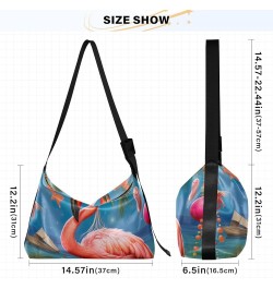 Black Gold Marble Pattern Shoulder Bag Crossbody Bag Men Leather Shoulder Bag for Women Leather Bag Flamingo in Christmas Hat...