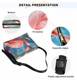 Black Gold Marble Pattern Shoulder Bag Crossbody Bag Men Leather Shoulder Bag for Women Leather Bag Flamingo in Christmas Hat...