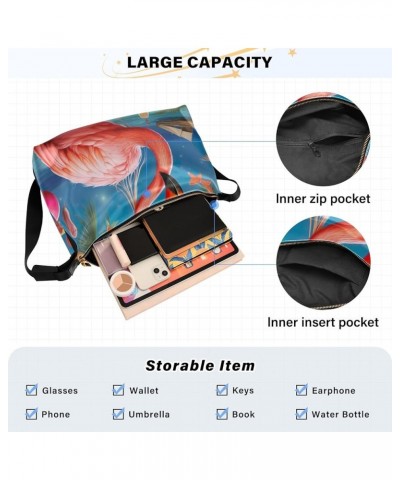 Black Gold Marble Pattern Shoulder Bag Crossbody Bag Men Leather Shoulder Bag for Women Leather Bag Flamingo in Christmas Hat...