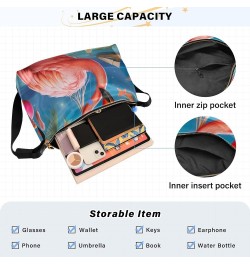 Black Gold Marble Pattern Shoulder Bag Crossbody Bag Men Leather Shoulder Bag for Women Leather Bag Flamingo in Christmas Hat...