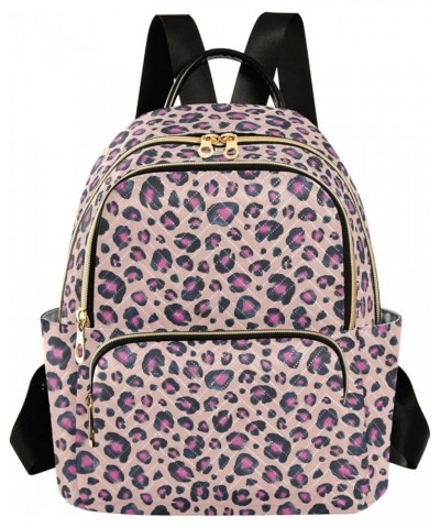 Leopard Black Gray Pink Magenta Beige Women Backpack Purse Shoulder Bag Color Small $19.46 Backpacks