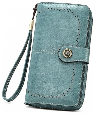 Women's Large Capacity Zip Wallet Phone Holder Clutch Travel Purse Wristlet Multi Card Organizer (Orange) Light Blue $34.30 T...