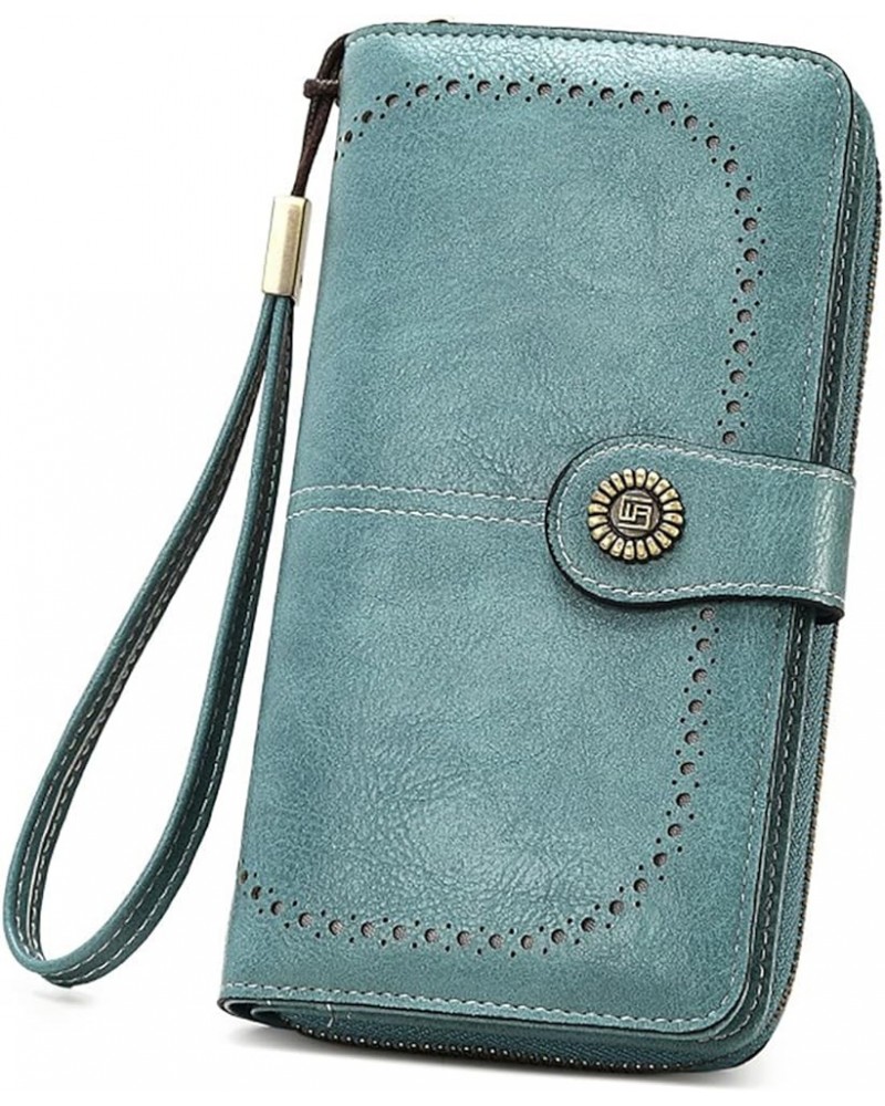 Women's Large Capacity Zip Wallet Phone Holder Clutch Travel Purse Wristlet Multi Card Organizer (Orange) Light Blue $34.30 T...