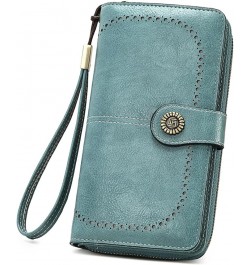 Women's Large Capacity Zip Wallet Phone Holder Clutch Travel Purse Wristlet Multi Card Organizer (Orange) Light Blue $34.30 T...