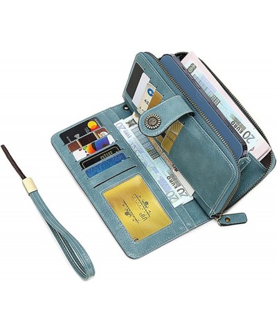 Women's Large Capacity Zip Wallet Phone Holder Clutch Travel Purse Wristlet Multi Card Organizer (Orange) Light Blue $34.30 T...