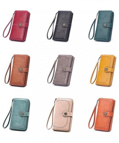 Women's Large Capacity Zip Wallet Phone Holder Clutch Travel Purse Wristlet Multi Card Organizer (Orange) Light Blue $34.30 T...