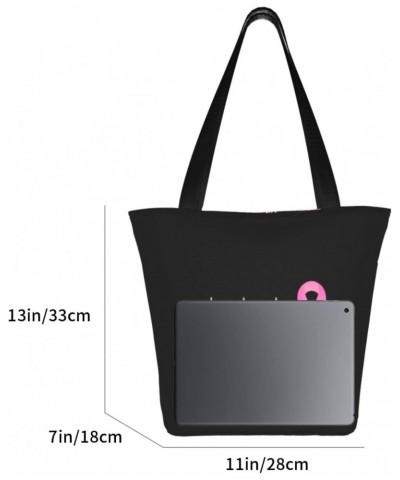 Pink Ribbon Heartbeat Breast Cancer Awareness Women'S Casual One Shoulder Carry Shopping Bag Large Capacity Working Storage H...