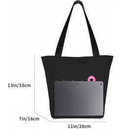 Pink Ribbon Heartbeat Breast Cancer Awareness Women'S Casual One Shoulder Carry Shopping Bag Large Capacity Working Storage H...