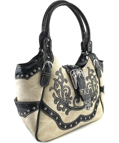 American Albino Floral Embroidery Buckle Shoulder Concealed Carry Handbag Purse Beige Purse and Wallet Set $30.47 Shoulder Bags