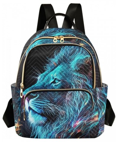 Medium Fashion Backpack for Women Neon Light Lion Print Ladies Travel Daypack Aesthetic Shoulder Bag 11.4×6.1×14.1 IN $17.64 ...