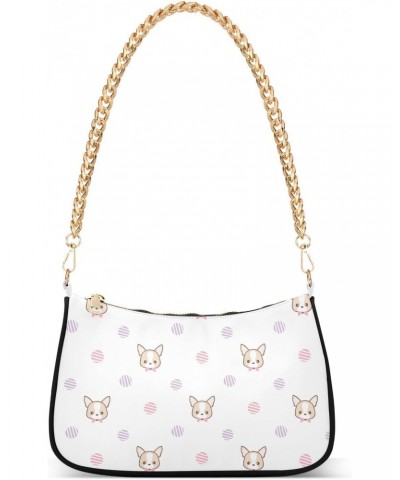 Shoulder Bag for Women, Chihuahua Dog Face Tote Bag Small Purses Cute Mini Zipper Handbag with Chain Strap $13.80 Shoulder Bags