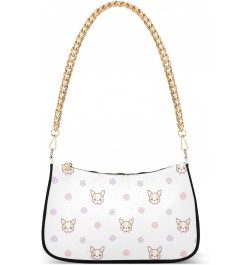 Shoulder Bag for Women, Chihuahua Dog Face Tote Bag Small Purses Cute Mini Zipper Handbag with Chain Strap $13.80 Shoulder Bags