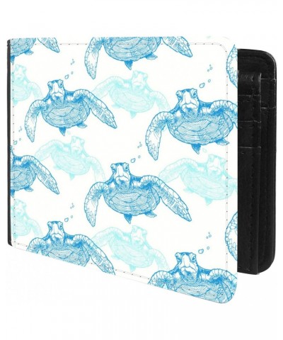 Unique Desige Pattern - Undersea sea turtle pattern, Slim Front Pocket Wallet Billfold RFID Blocking $12.50 Wallets