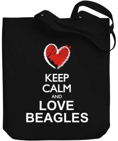 Keep calm and love Beagles chalk style Canvas Tote Bag 10.5" x 16" x 4 $20.39 Totes