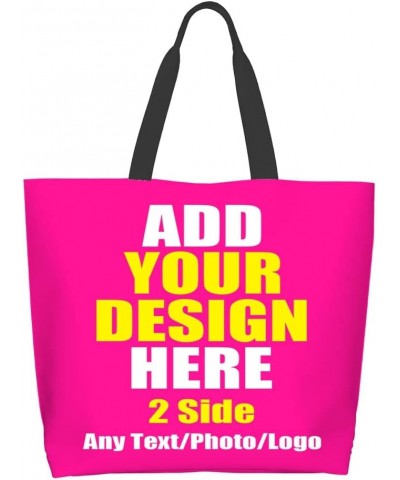 Custom Tote Bag Shoulder Bag Handbag Shopping Bag Add Text Photo Logo Top Handle Satchel Handbag Reusable Deep Pink $3.61 Sat...