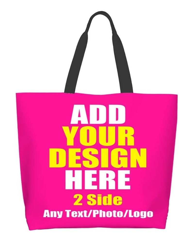 Custom Tote Bag Shoulder Bag Handbag Shopping Bag Add Text Photo Logo Top Handle Satchel Handbag Reusable Deep Pink $3.61 Sat...