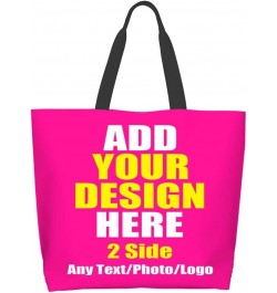 Custom Tote Bag Shoulder Bag Handbag Shopping Bag Add Text Photo Logo Top Handle Satchel Handbag Reusable Deep Pink $3.61 Sat...