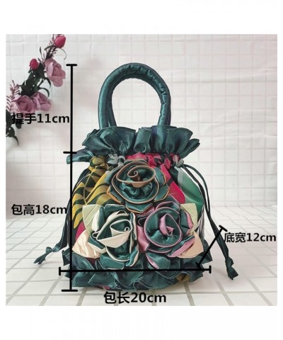 Lace Flower Handbag Drawstring Bucket Cloth Bag Women's Handbag Dinner Bag Handmade Bag Phone Bag Purse Clutch Bag Khaki $13....