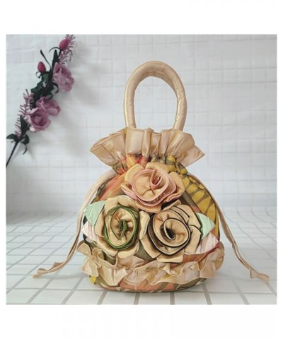 Lace Flower Handbag Drawstring Bucket Cloth Bag Women's Handbag Dinner Bag Handmade Bag Phone Bag Purse Clutch Bag Khaki $13....