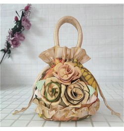 Lace Flower Handbag Drawstring Bucket Cloth Bag Women's Handbag Dinner Bag Handmade Bag Phone Bag Purse Clutch Bag Khaki $13....