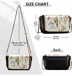 Vintage Spring Bird Butterfly Women Shoulder Leather Bags Black Crossbody Bags for Women Purse with Chain Strap Vintage Beige...