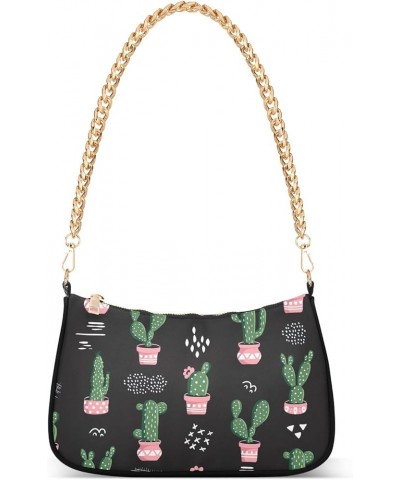 Cacti Cactus Purse Shoulder Bag Chain Shoulder Bag for Women with Zipper Cacti Cactus $10.50 Hobo Bags