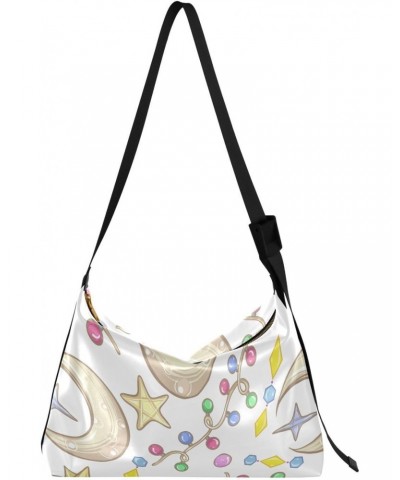 Cartoon Moon Stars Hobo Crossbody Bags for Women Leather Large Shoulder Bag Cross Body Colorful Crystals Trendy Womens Tote B...