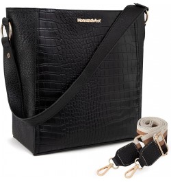 Purses for Women Shoulder Purses and Handbags Hobo Bags for Women D Crocodile Black With Strap $12.99 Hobo Bags