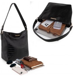 Purses for Women Shoulder Purses and Handbags Hobo Bags for Women D Crocodile Black With Strap $12.99 Hobo Bags