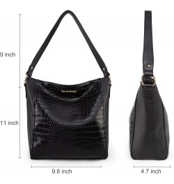 Purses for Women Shoulder Purses and Handbags Hobo Bags for Women D Crocodile Black With Strap $12.99 Hobo Bags