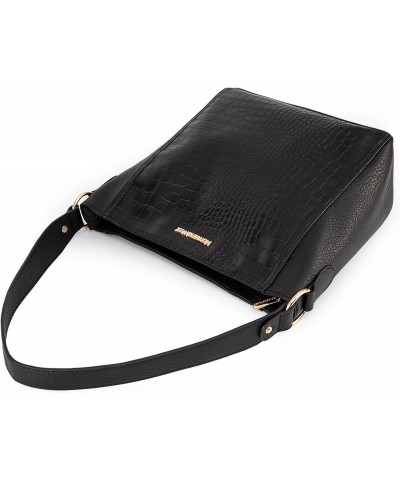 Purses for Women Shoulder Purses and Handbags Hobo Bags for Women D Crocodile Black With Strap $12.99 Hobo Bags