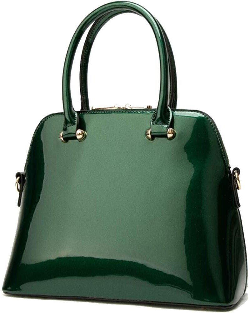 Women's Satchel Purse Large Tote Lady Shoulder Bag Patent Leather Handbag Top Handle Shell Bag S-size-green $17.09 Satchels