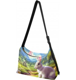 Easter Bunny Eggs Shoulder Bag,Large Purses for Women,Made of PU Leather Handbags Hobo Bag Waterproof with Pockets Zipper for...