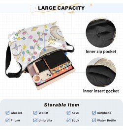 Cartoon Moon Stars Hobo Crossbody Bags for Women Leather Large Shoulder Bag Cross Body Colorful Crystals Trendy Womens Tote B...