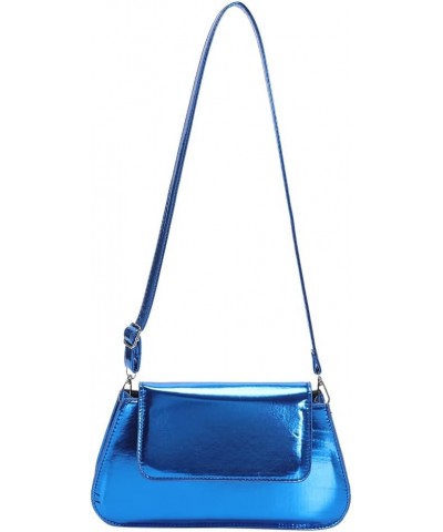 Women Shoulder Bag Girl Large Bag Gloss Hobo Bag Temperament Versatile for Leisure Travel Work Blue $8.97 Clutches