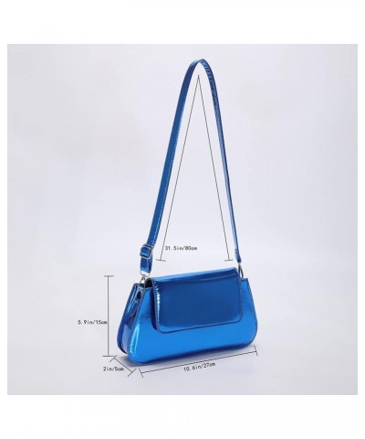 Women Shoulder Bag Girl Large Bag Gloss Hobo Bag Temperament Versatile for Leisure Travel Work Blue $8.97 Clutches