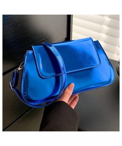 Women Shoulder Bag Girl Large Bag Gloss Hobo Bag Temperament Versatile for Leisure Travel Work Blue $8.97 Clutches