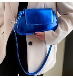 Women Shoulder Bag Girl Large Bag Gloss Hobo Bag Temperament Versatile for Leisure Travel Work Blue $8.97 Clutches